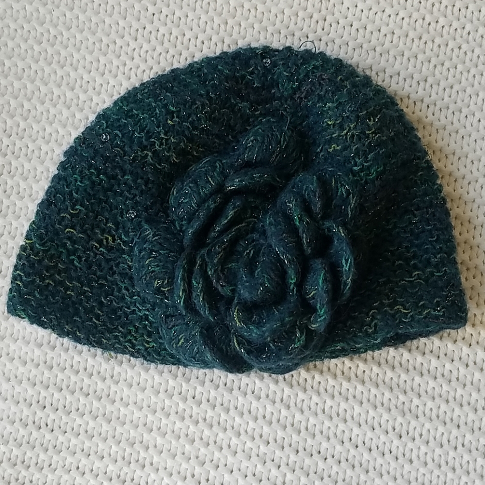 Green knitted hat